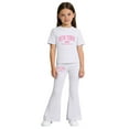 thumbnail image 3 of 2 Piece Outfits Sets Girls Short Sleeve Letter Print T-Shirt Top and Flared Pants Set Summer Outfits Back to School Clothes 7-8 Years, 3 of 3