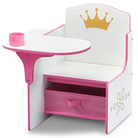 Delta Children Princess Crown Task Chair Desk with Storage Bin, Greenguard Gold Certified