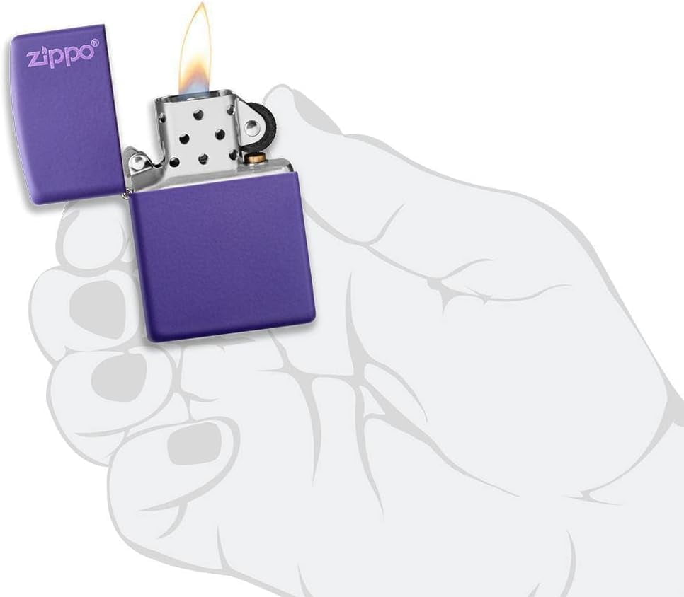 Zippo Lighter - Personalized Message Engraved Customized Purple Matte with Logo #237ZL