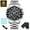 Silver&Black, variant on Luxury Business Men Quartz Watch Big Dial Luminous Wrist Watch Calendar Minute Second Chronograph Wristwatch