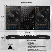 Pioneer DDJ-FLX10 4-Channel Professional DJ Controller - Black Bundle with Case, Laptop Stand, HDJ-CUE1 Headphones, XLR Microphone Cable, and Austin Bazaar Polishing Cloth