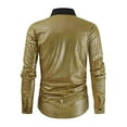 thumbnail image 3 of Big and Tall Disco Tees Mens 70s 80s Shiny Sequin Shirts Metallic Party Short Sleeve Button Down Shirts Funny Nightclub Tee Shirt, 3 of 8