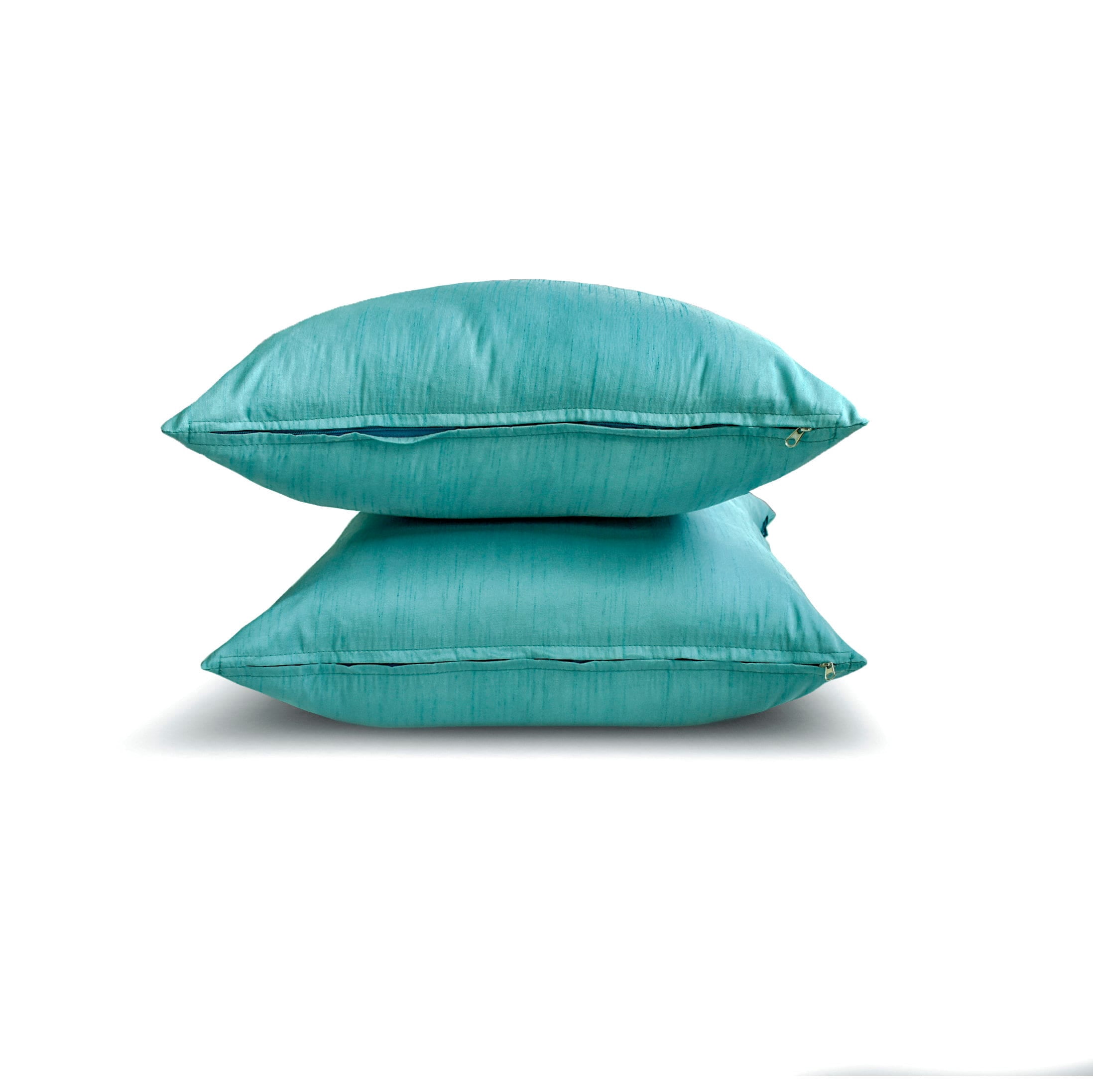 Aqua Luxury Lumbar Pillow Cover 12"x14" | Pack of 2 Modern Art Silk Oblong Pillow Cover | Solid & Two Tone Silk Pillowcases for Bed, Couch & Sofa, Modern Home Décor - Aqua Luxury