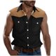 thumbnail image 1 of Camisas de Cuello para Hombres Moda Casual Patchwork Turndown Bolsillos sin Mangas Tanque Deportivo, Poliéster, 1 of 5