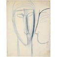 thumbnail image 2 of Amedeo Modigliani 15x18 Gold Ornate Wood Frame and Double Matted Museum Art Print Titled - Frontal Long Face and Head in Profile (1914-15), 2 of 4