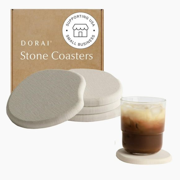 Juego de posavasos Dorai Home Stone, 4 posavasos absorbentes de diatomita