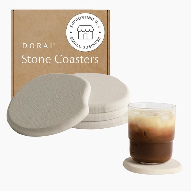 Juego de posavasos Dorai Home Stone, 4 posavasos absorbentes de diatomita
