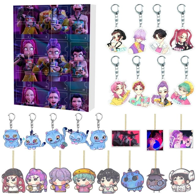 Kpop Demon Hunters Keychain Pendant Mystery Box,24pcs Kpop Demon Hunters Blind Box for K-pop Huntrix Fans,Fun & Adorable Gift for Kids & Adults
