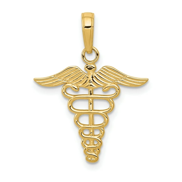 14k Yellow Gold Nurse Caduceus Paramedic Emt Doctor Medical Student Nursing Symbol Necklace Charm Pendant Career Professional