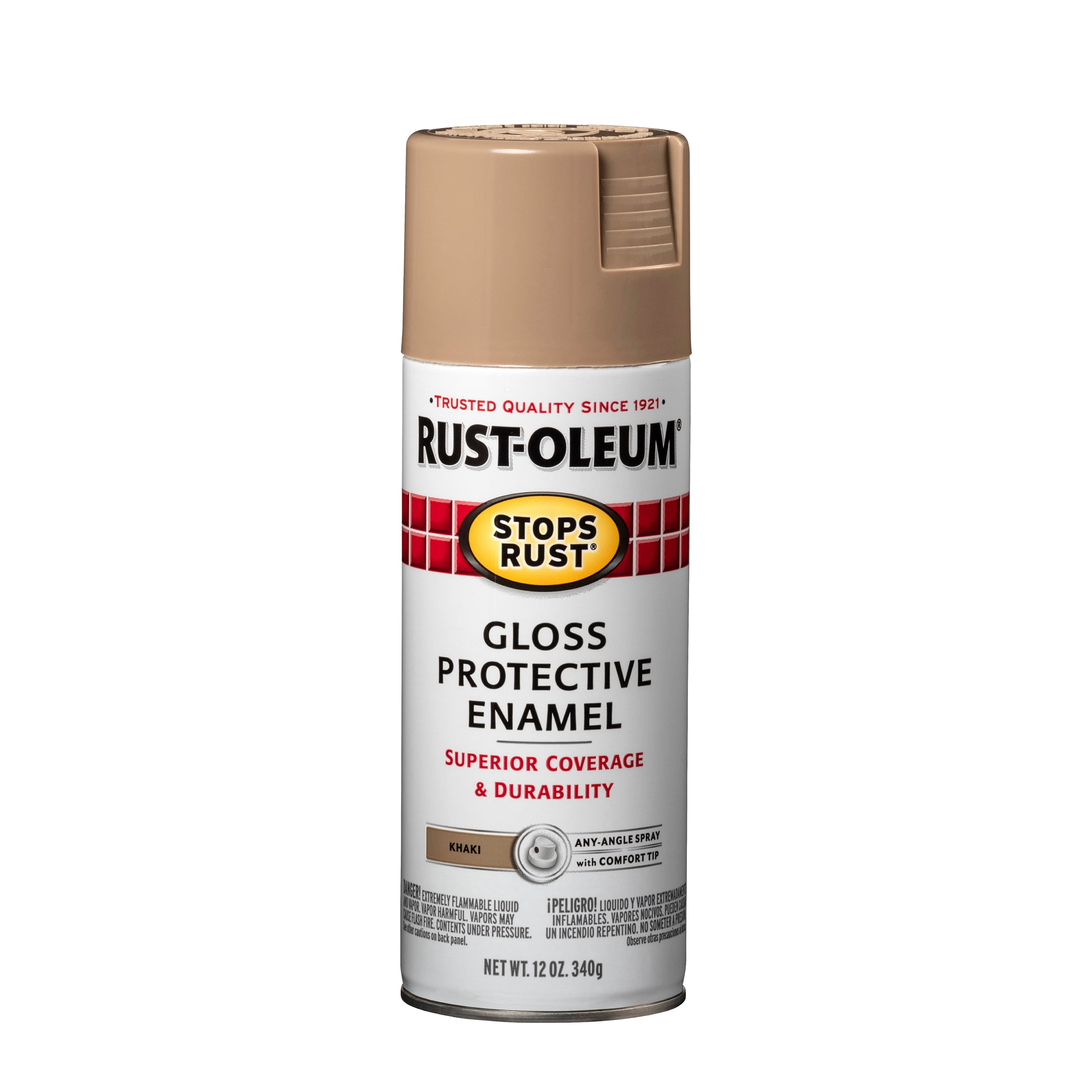 6 Pack, Khaki, Rust-Oleum Stops Rust Gloss Protective Enamel Spray Paint-249032, 12 oz