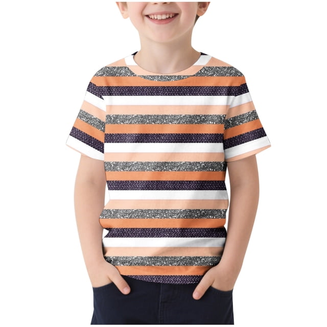 Zpanxa Girls Summer Shirts Colorblock Print Short Sleeve Round Neck Sport Polyester Spandex Top 9-10 Years