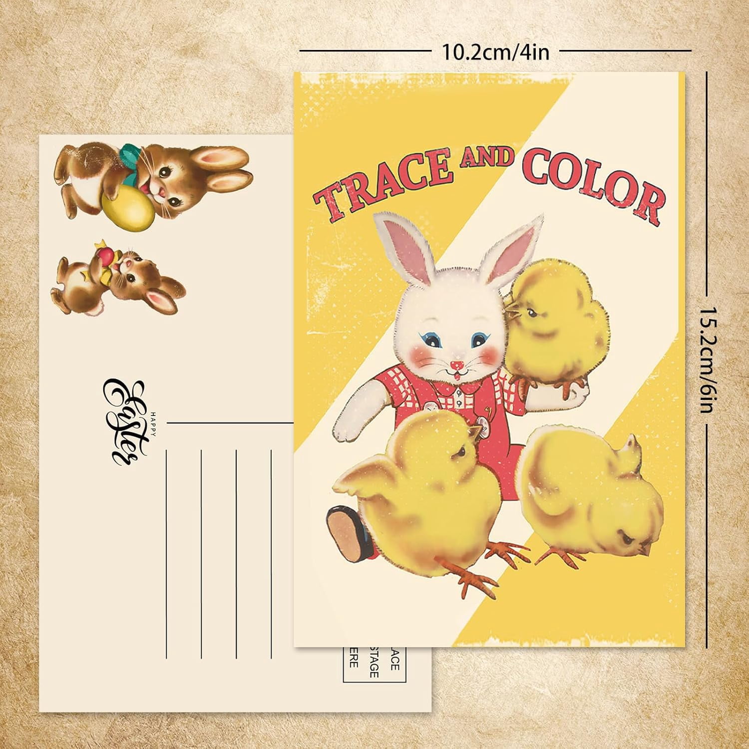 Easter Postcards Vintage Cartoon Rabbit Bunny Post Cards Assortment to Friends & Family Retro Greeting Cards for Birthday