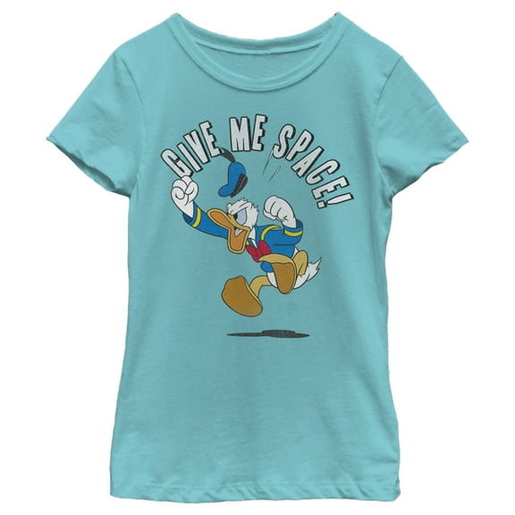 Girl's Mickey & Friends Donald Duck Give Me Space  Graphic Tee Tahiti Blue Large