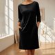 thumbnail image 1 of Karight Women's Velvet Dress Trendy Formal Long Sleeve Loose Casual Swing Mixi Dresses Plus Size for Daily Wear with Pockets, 1 of 5