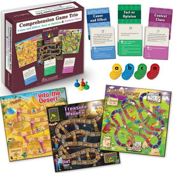 Really Good Stuff Comprehension Game Trio: Cause And Effect, Fact Or Opinion and Context Clues - Grades 2-3 - 3 games