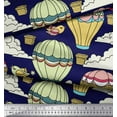thumbnail image 2 of Soimoi Blue Rayon Crepe Fabric Bird & Air Balloons Holiday Printed Craft Fabric by the Yard 46 Inch Wide, 2 of 3