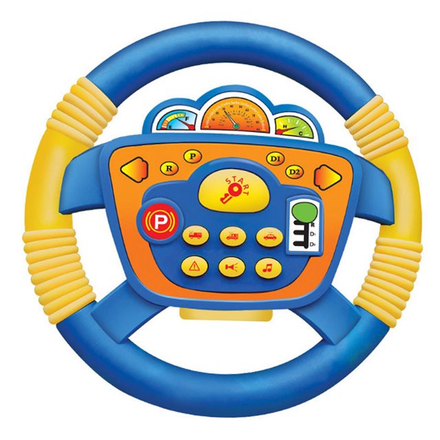Xuanheng Cars Simulation Steering Wheel Toy Pretend Driving Fun Activity Funny Portable Blue