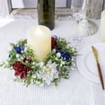 thumbnail image 1 of Trayknick and Anneaux de Bougie Couronnes Artificielles, Patriotiques Rouges Blancs Bleu Floral Bougie Anneau Centre pour Couronnes de Bougie Pilier pour Porte d'Entrée 2PCS, 1 of 12