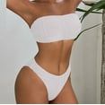 thumbnail image 2 of HAPIMO Women's 2Pc Bikini Sets Cutout Soild Color Summer Beach Strapless High Cut Tropical Hawaii Swimsuit Trendy Bikini White M, 2 of 6