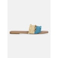 thumbnail image 2 of Time and Tru Women's Raffia Shell Slide Sandals, 2 of 6