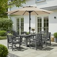 thumbnail image 3 of KINGYES 7-Piece Outdoor Dining Set, HDPE Patio Table and Chairs with Umbrella Hole, Gray, 3 of 12