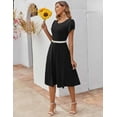 thumbnail image 6 of Zeagoo Summer Dresses for Women 2025 Casual Midi Dress A Line Pleated Sundress Short Sleeve Dress Flare Sundress, 6 of 10