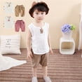 thumbnail image 4 of Odeerbi Toddler Boys Girls 2 Piece Outfits Cotton T-shirt Shorts Set Summer Clothes Baby Spring Clothes Young Children Short Sleeve Suit 2-4 Years Khaki, 4 of 4