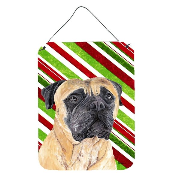 Carolines Treasures SC9345DS1216 Mastiff Candy Cane Holiday Christmas Wall or Door Hanging Prints 12WX16H multicolor