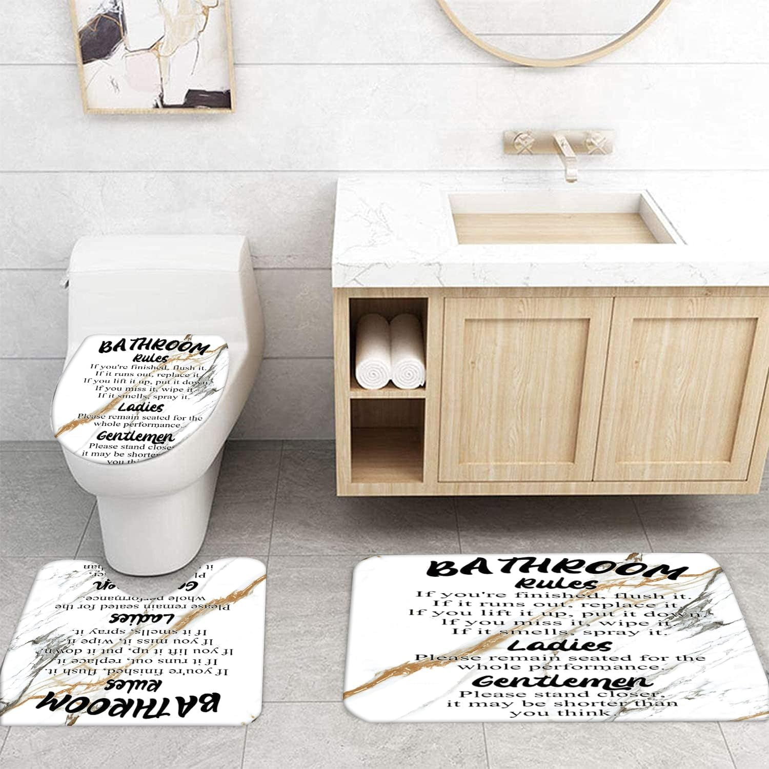 Marble Rules Shower Curtain Sets for Bathroom Decor, 72x72 Inches with Rugs and Accessories, Waterproof Machine Washable Bath Curtain… (Curtain Set-Relax)