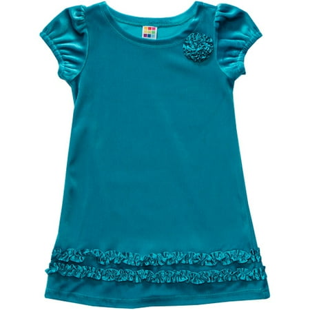 George Baby Girls' Velour Dress with Satin Trim