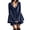 Blue #14, variant on Women Bell Sleeve Dress Pearl Trim V Neck Flowy Layered Velvet Mini Dress L