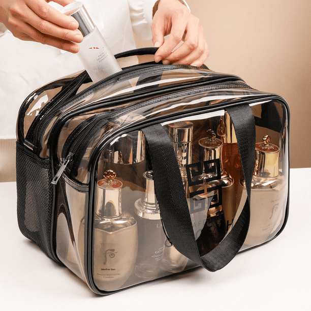 Bolsa de lavado moderna y sencilla de PVC de doble capa con separación de ropa húmeda y seca, bolsa de almacenamiento para artículos de tocador de baño de viaje