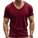 thumbnail image 1 of pstuiky camisetas para hombre, Camiseta de manga corta con cuello en V y ventilación de color liso para hombre camisas casuales para hombre l, 1 of 9