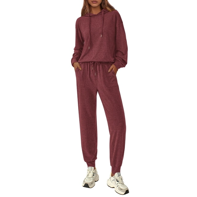 Conjunto Deportivo PRETTYGARDEN Buzo y Joggers Burdeos Talle Grande