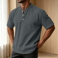 thumbnail image 4 of VEXRO Waffle Henley Tee Tops for Men Classic Fit Short Sleeve Knit Button Shirts for Casual & Daily, 4 of 7