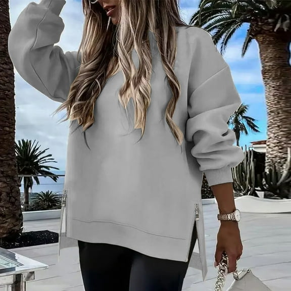 AGWOLF Women's Crewneck Sweatshirt Soft Long Sleeve Oversized Hoodies Casual Lightweight Fall Clothes