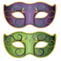 Beistle Club Pack of 24 Purple and Green Jumbo Mardi Gras Mask Cutouts 19"