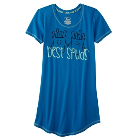 Womens Blue Best Spuds Sleepshirt French Fry Nightgown Sleep (The Best Frozen French Fries)