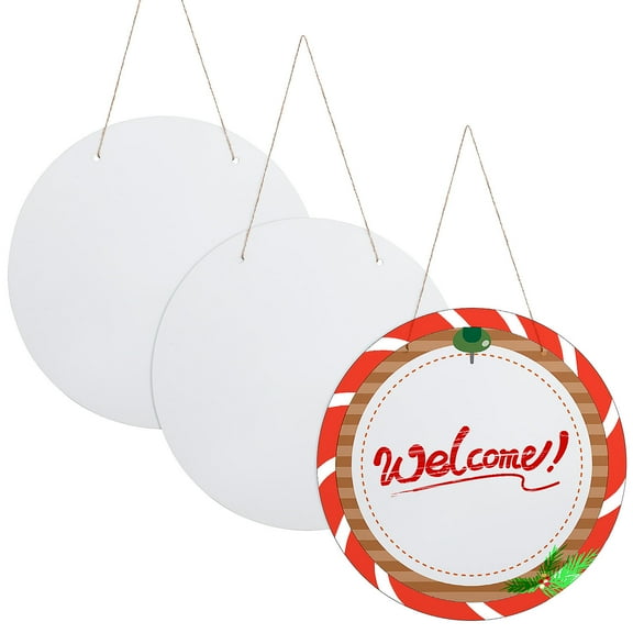 Wood Blank Door Hangers for Sublimation Craft with Drilled Holes White Circle Signs for Decoration 3pcs