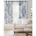 thumbnail image 2 of Blue Coastal Nautical Blackout Curtains, Light Blocking Print Window Curtains, Summer Beach Starfish Coral Thermal Insulated Window Drapes for Living Room Kitchen Cafe 2 Panels, 104"W x 84"L, 2 of 9