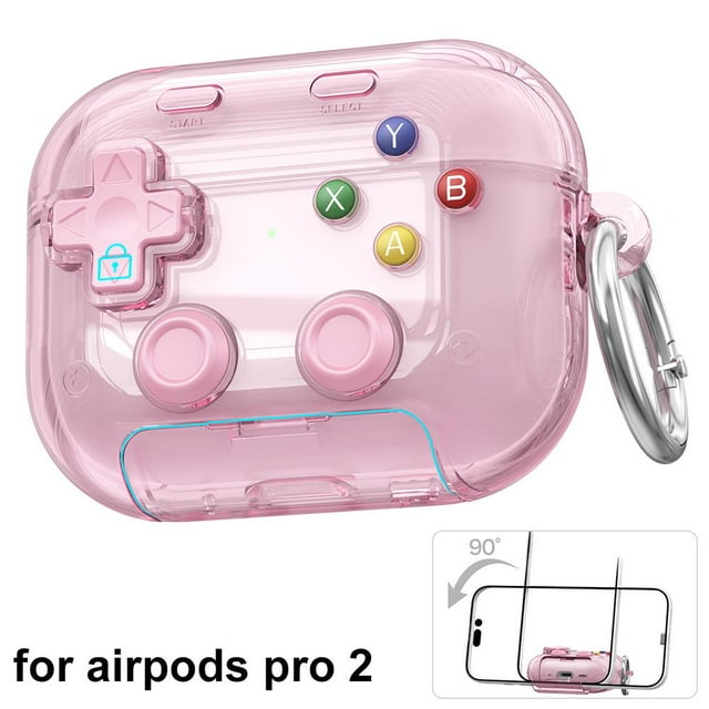Protective Case Cover for Apple AirPods Pro 2, TPU Gamepad Design with Integrated Phone Stand, Shock-Absorbing, Anti-Scratch, Drop Protection, Portable, Gaming Accessory, Black