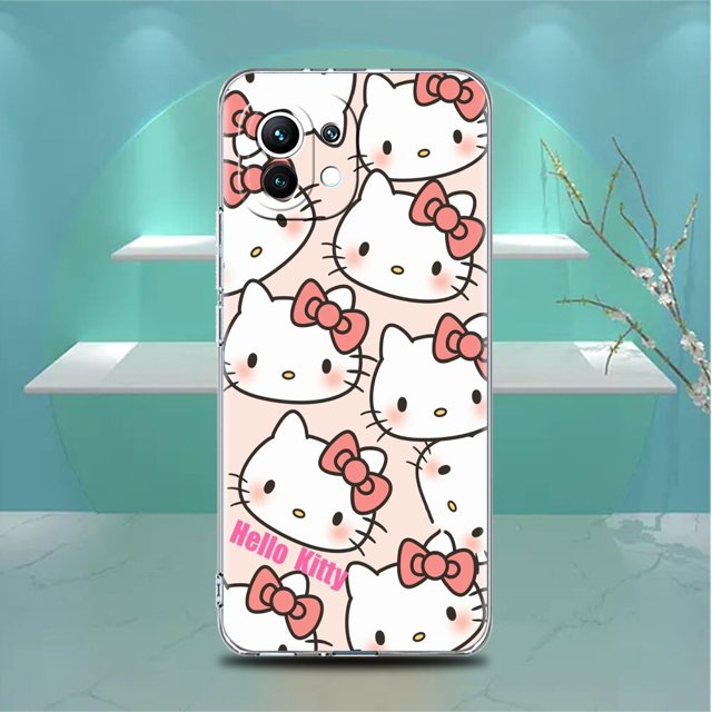 Funda transparente de Hello Kitty Cat para Xiaomi Mi Poco X3, NFC, M3 Pro, F3, F1, 11 Lite, 12, Note 10, 11T, 9T Fivean LED