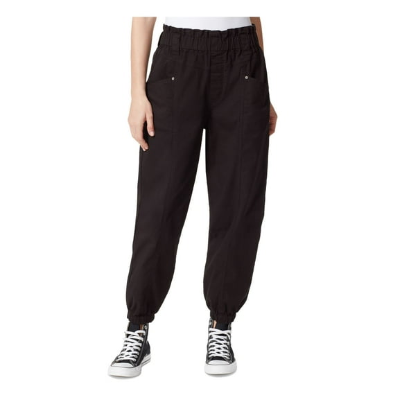 FRAYED Pantalon de Jogging Noir pour Femmes avec Poches Taille Élastique Taille 26