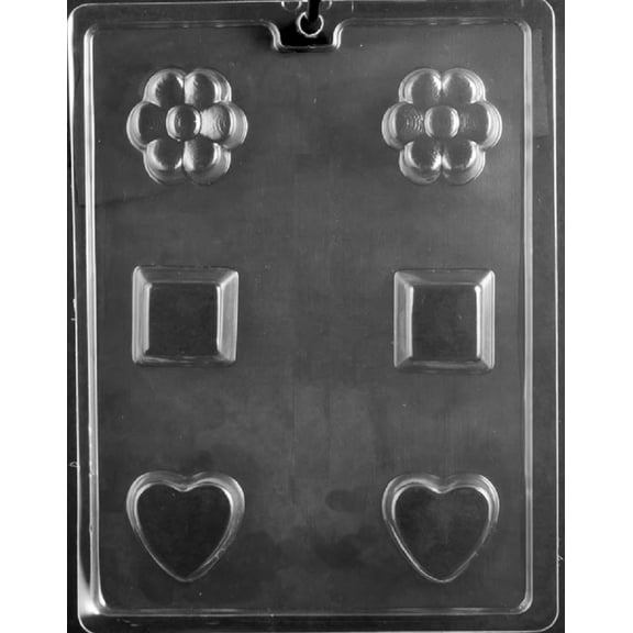Grandmama's Goodies AO151 Flower Heart & Cube Chocolate Candy Soap Mold with Exclusive Molding Instructions