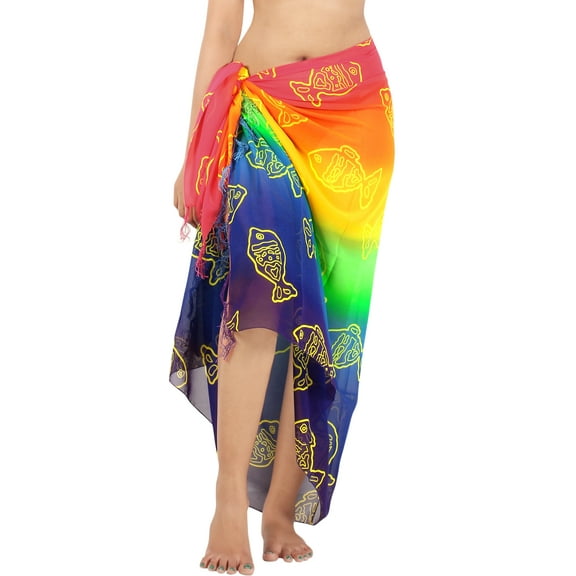 HAPPY BAY Women's Vacation Summer Wraps Party Beachwear Pareos Swim Cover ups Swimwear Bikinis Skirt Sarong Coverups Beach Pareo One Size Magenta, Fish