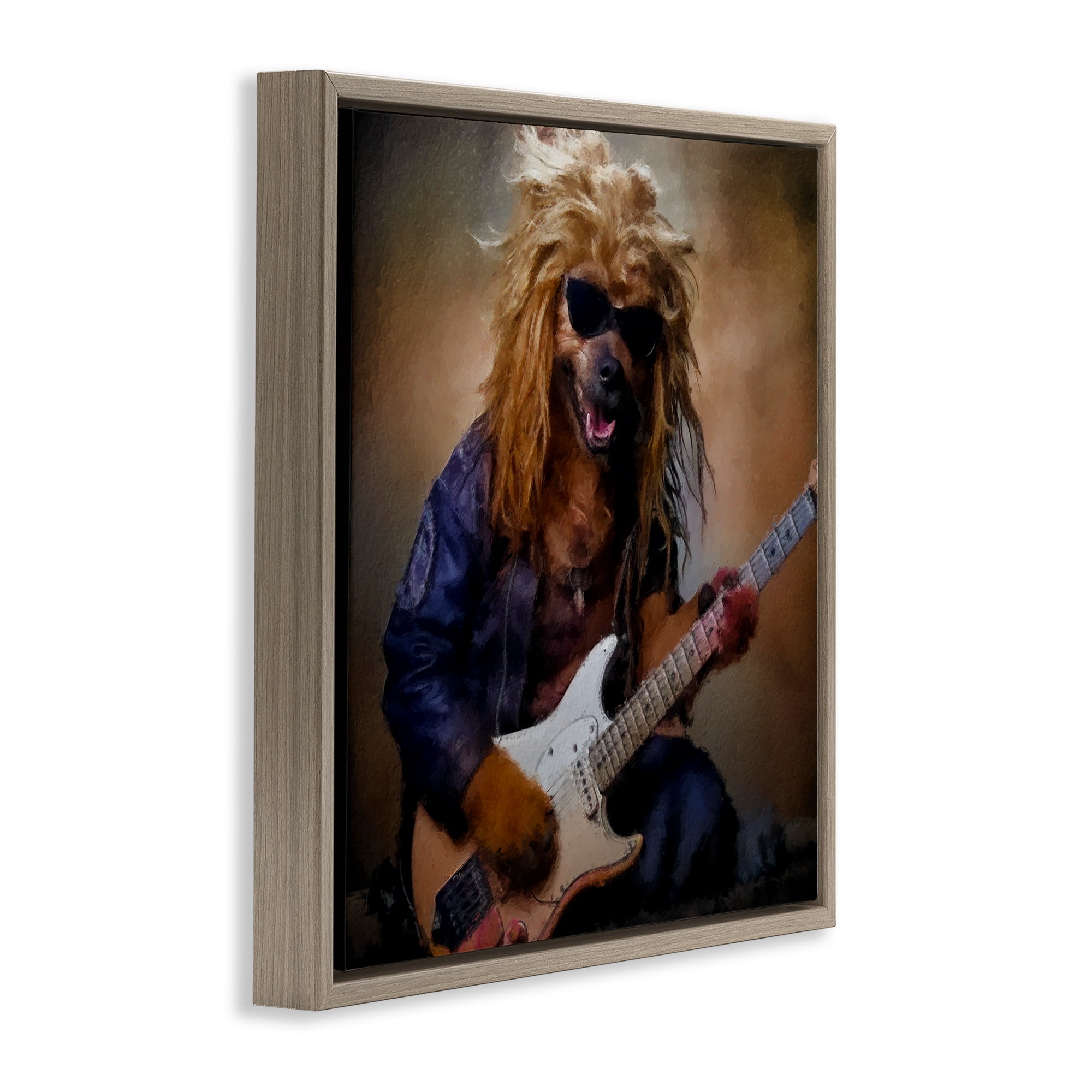 Musician Canine Clark Brown Framed Floater Canvas Wall Art, design by Sean Parnell