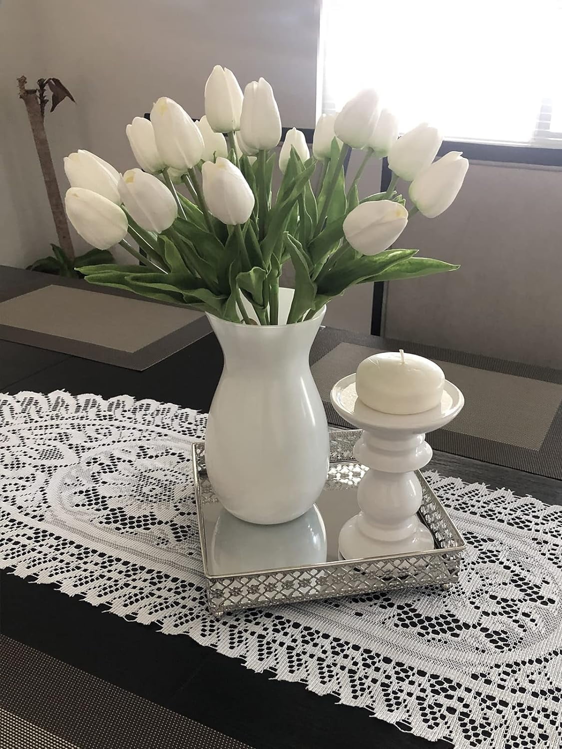 Pink Tulips Artificial Flowers 10pcs Faux Tulip Real Touch Tulip Fake Flowers Bouquets Arrangements for Home Wedding Table Decor