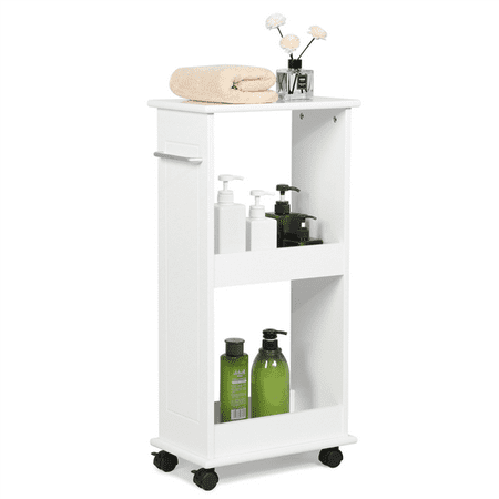 Yaheetech Mobile Storage Cart Toilet Shelf Space Saving Slim Rolling Bathroom Laundry Rack