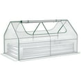 thumbnail image 2 of Outsunny Raised Garden Bed with Mini Greenhouse, Steel Outdoor Planter Box with Plastic Cover, Roll Up Window, Dual Use, 73" x 38" x 36", Clear, 2 of 9