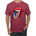 thumbnail image 1 of Wild Bobby, American Flag Lips Tongue Out, Men Graphic Tees, Vintage Heather Red, Large, 1 of 3